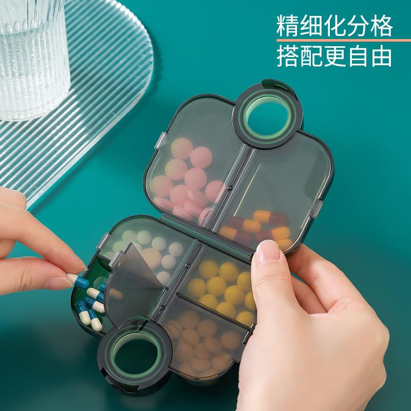 Pill Box For Deily use Portable Pill Organizer With 6 Compartments Transparent Sealed Container with Creative Handbag Styling Medicine box for Outdoor Travel 1