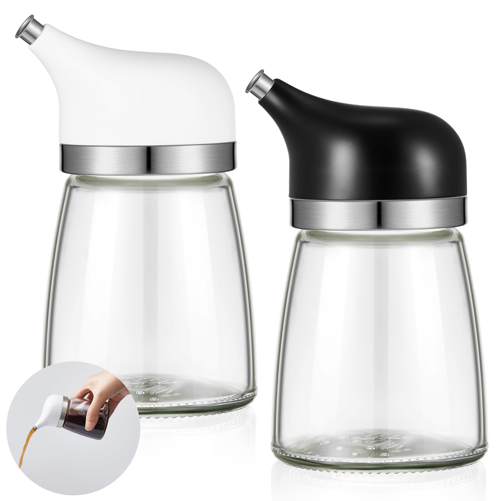 2 dispensadores de salsa de soja de 5 onzas, dispensador de aceite y vinagre, botella de salsa de soja, recipiente de salsa de soja, botellas dispensadoras de aceite, vinagre de vidrio para