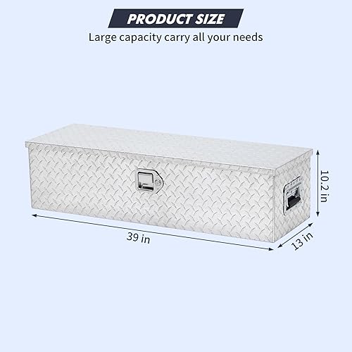 Miniatura 7 de GAOMON Caja de herramientas para caja de camión de 39 pulgadas, de aluminio resistente con estante deslizante, caja de herramientas de placa de