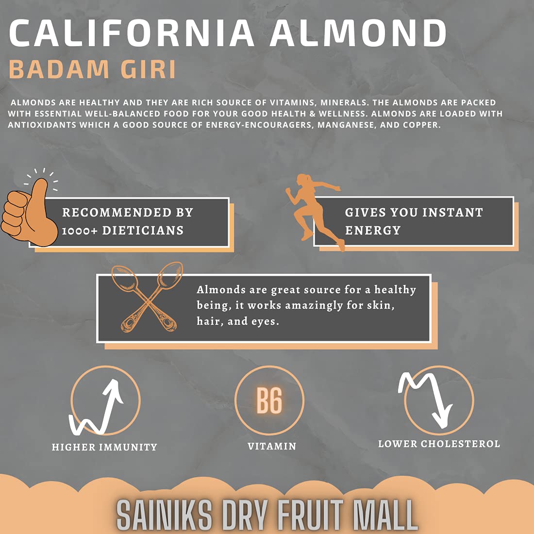 SAINIK'S Dry Fruit Mall California Almond | Amercian Badam Giri- 500 grams 3