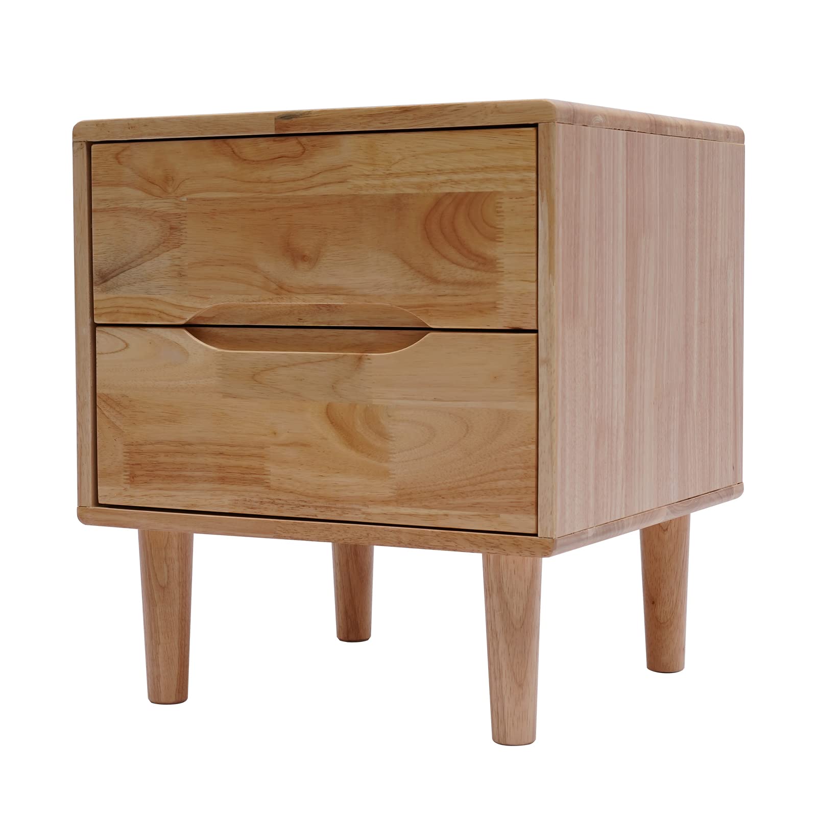 MhdunueSK Nightstands Side Table,Bedside Table with 2 Drawer,Bedroom Storage Drawer,Mid Century Modern Handle Wood Nightstands,Suitable for Bedrooms,Living Rooms,Closets,Corridors Rubber Wood