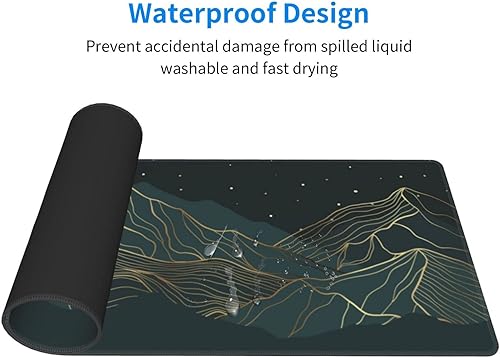 Miniatura 4 de Alfombrilla de mouse XL grande para juegos, montaña y luna abstracta, alfombrilla de mouse de escritorio completo con puntadas, base antideslizante