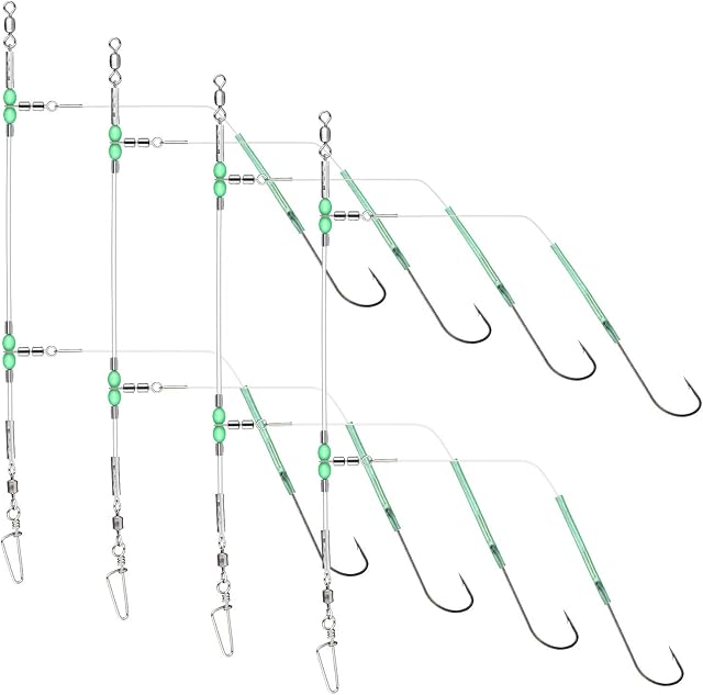 Rodeel 8PCS / 6PCS / 4PCS Sea Fishing Rigs Pulley Rigs,Single Hook & Double Hook Multi Sizes