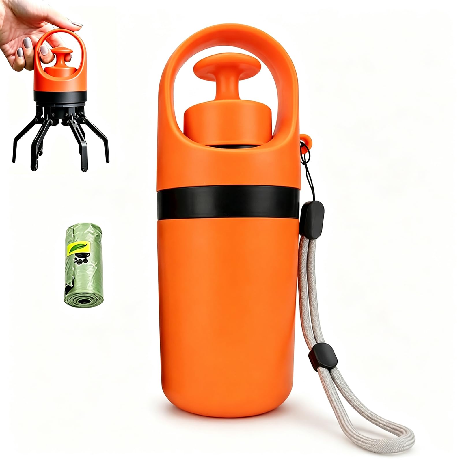 Automatic Pooper Scooper, Hands-Free Dog Poop Scoops With Bags, Orange