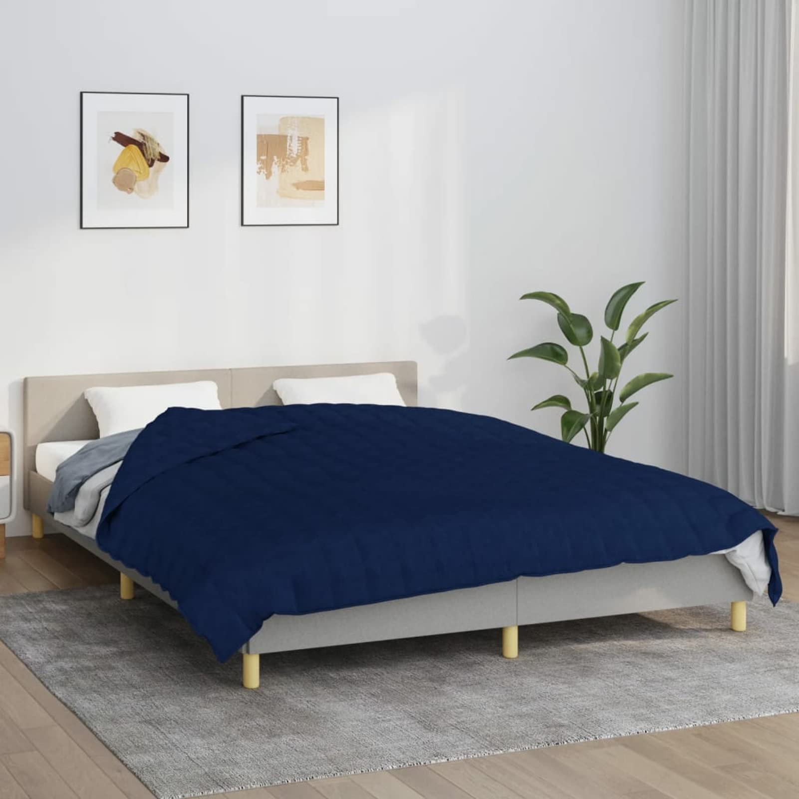 Manta ponderada azul 200 x 200 cm 13 kg Tejido-Classic Manta ponderada - Manta antiestrés - Manta pesada para un sueño profundo y un mejor descanso - Manta de algodón ponderada 100% - Weight