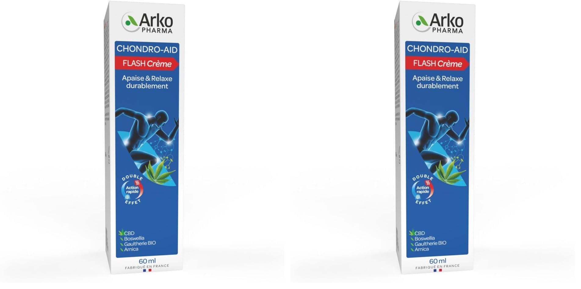 Arkopharma - Chondro-Aid Flash Crème | Confort articulaire - Détente musculaire durable - Sensation apaisante et relaxante - Formule hydratante - Massage facile | 60 ml (Lot de 2)