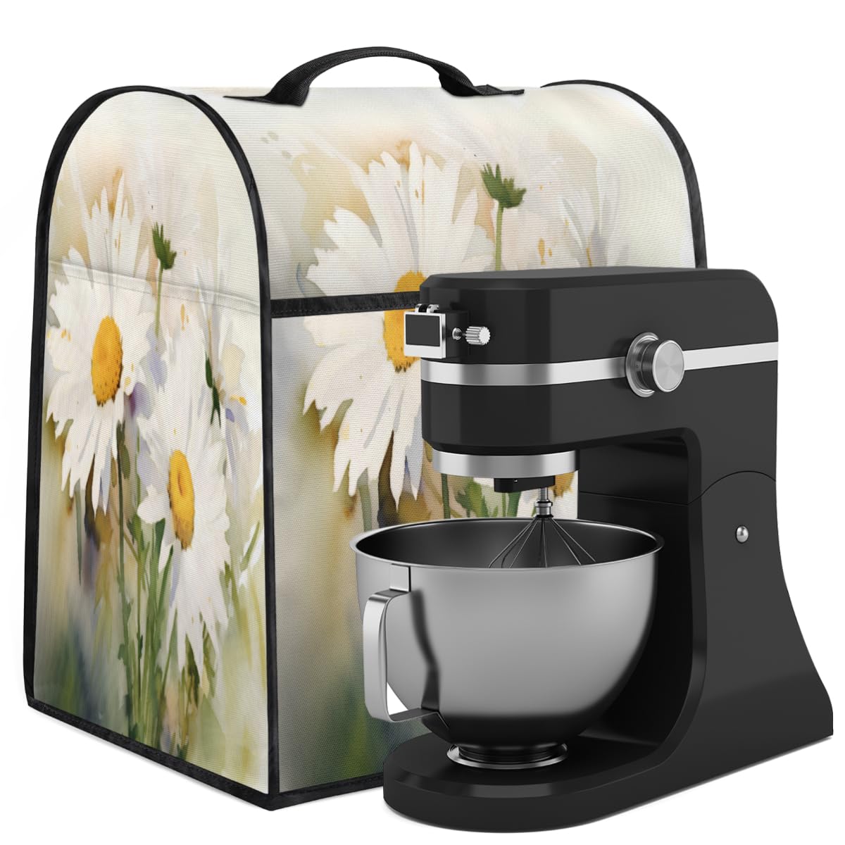 Coffee Maker Cover Watercolor Daisy Flower Kitchen Appliance Covers Small Appliance Covers Blender Cover Juicer Cover Dust Covers for Kitchen Appliances with Top Handle and Pockets,Washable,C416