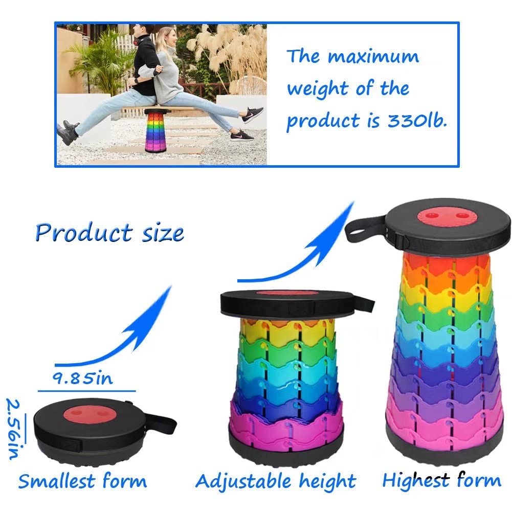 Portable Telescoping Stool for Adults Heavy Duty, Plastic Collapsible Chair Can Hold 500lb, Retractable Folding Stools for Fishing, Hiking, Traveling