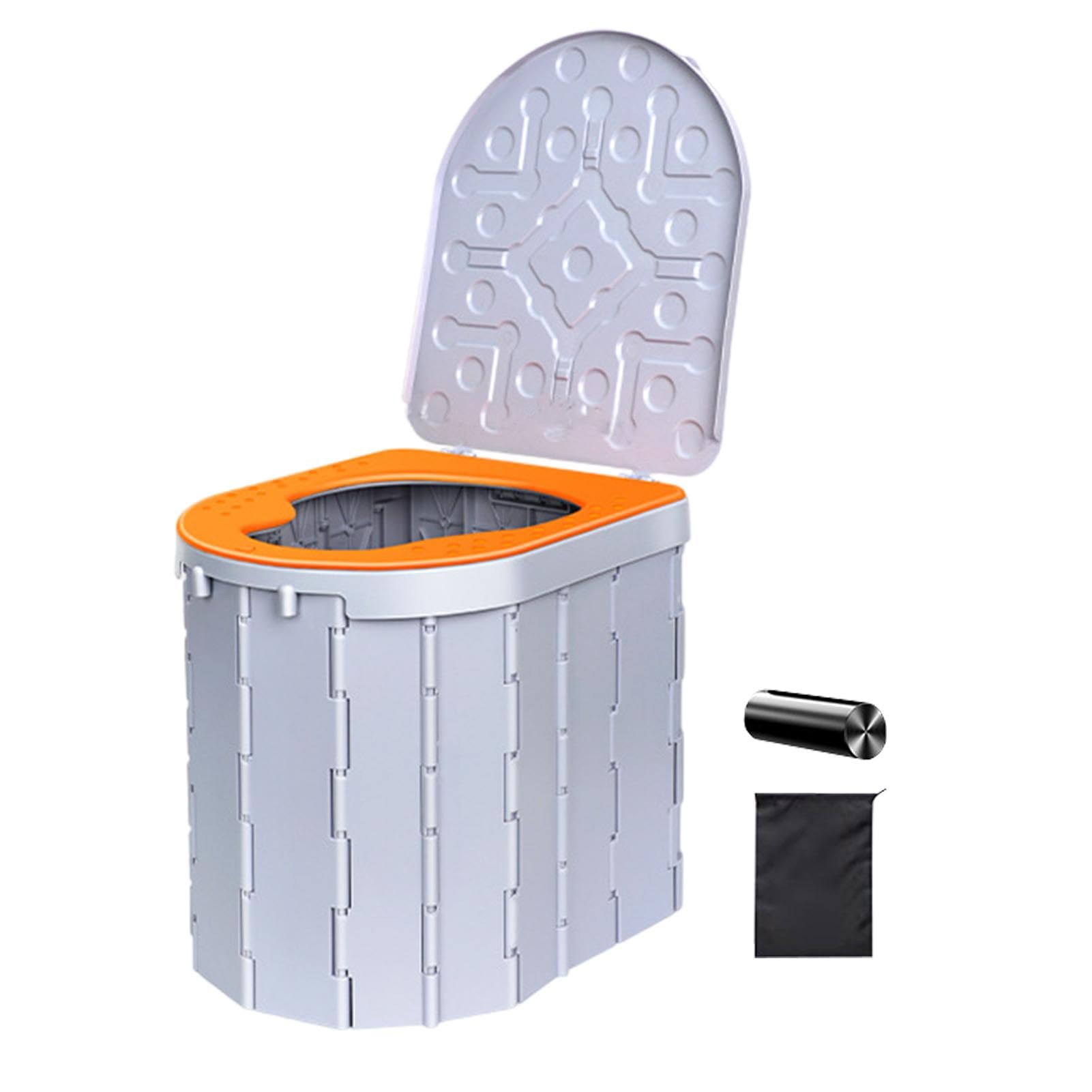 Inodoro portátil, orinal de viaje | Inodoro de compostaje para exteriores con tapa | Orinal portátil con 15 bolsas de basura y bolsa de almacenamiento, baño de camping para viajes, excursiones