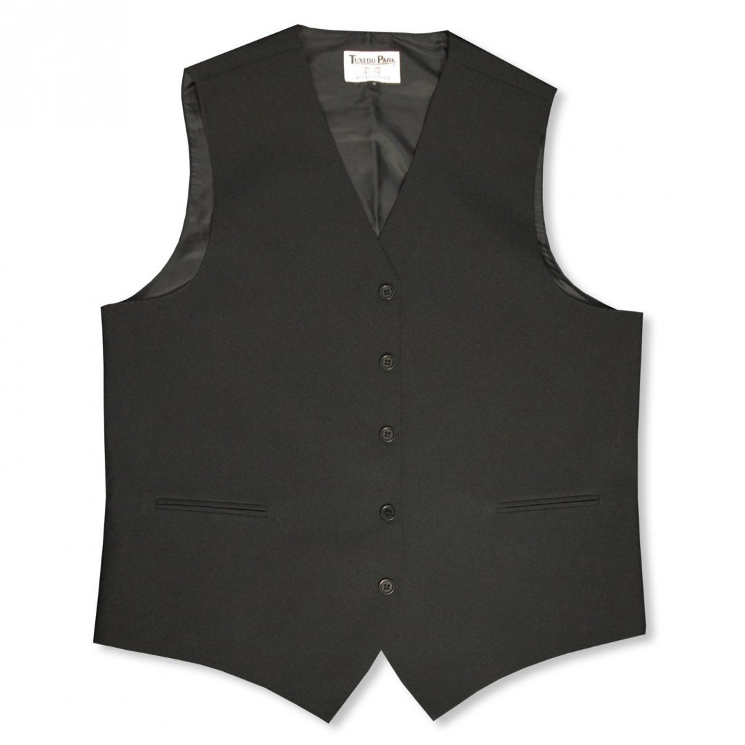 Black Polyester 5 Button Vest-image-19