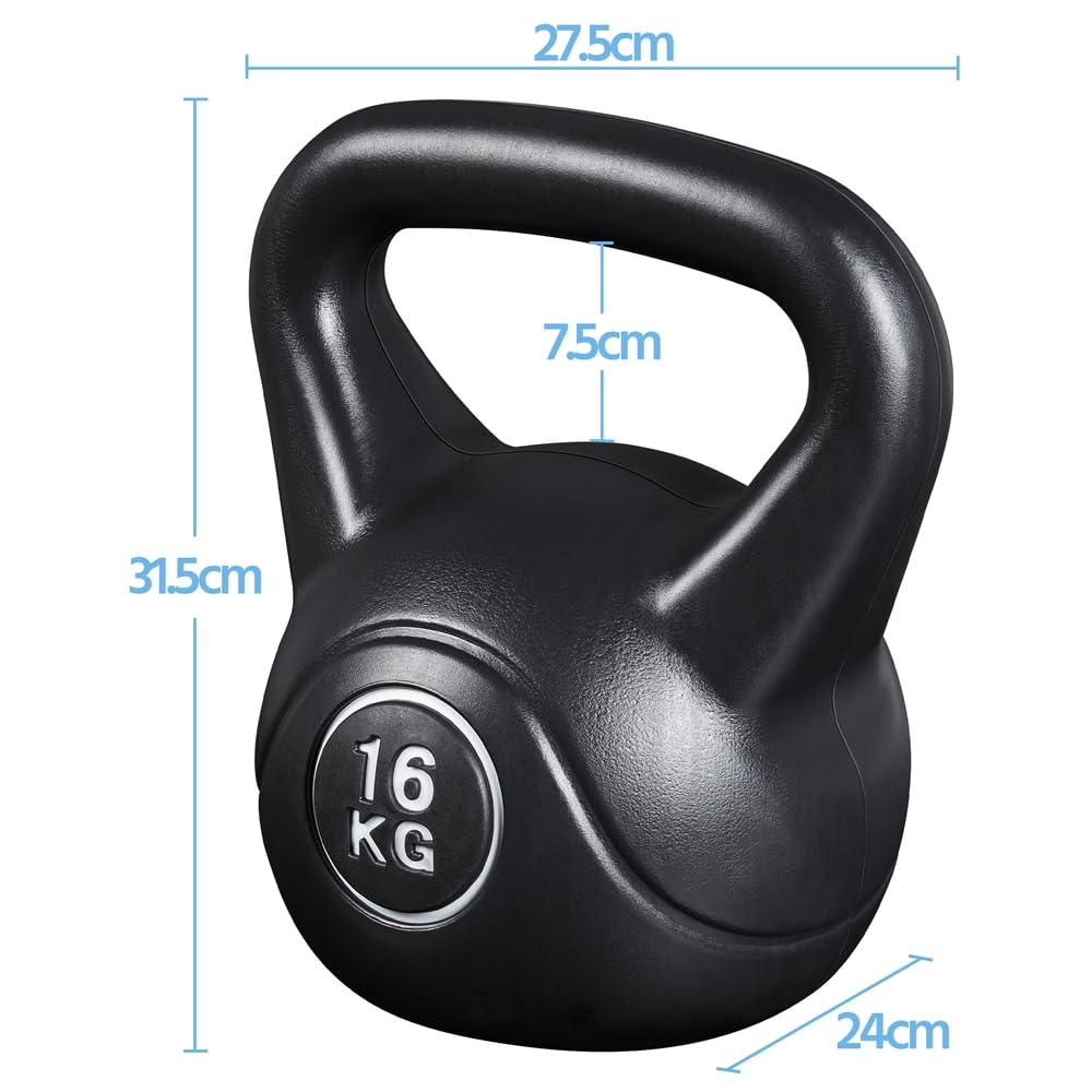 Yaheetech 8/12/16/20kg Kettlebell de Hormigón Pesa Rusa en Casa Gimnasio con Mango Ergonómico Antideslizante