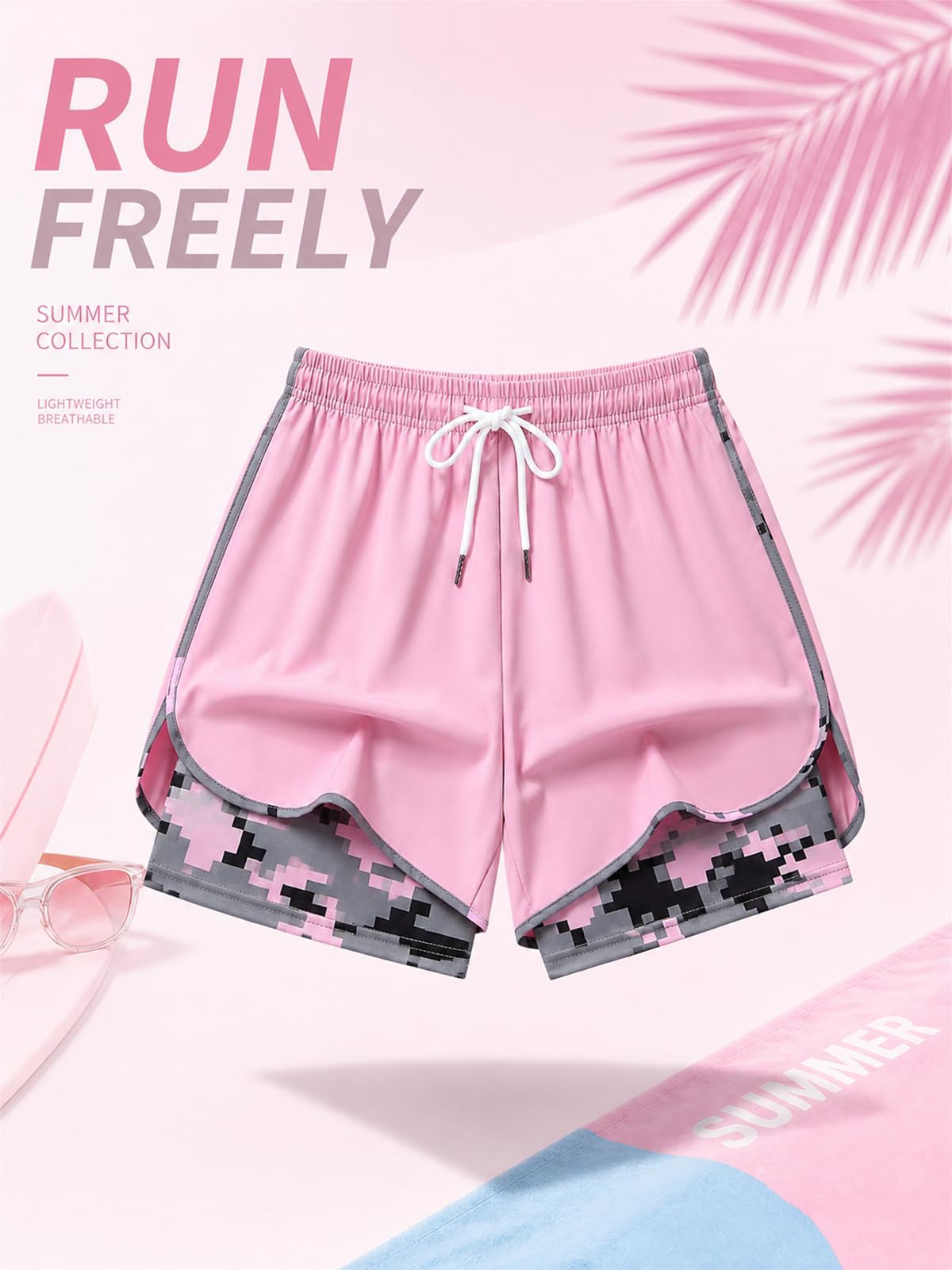 nnOuOnn 2-in-1-Laufshorts für Damen mit Taschen, athletische Fitness-Shorts mit Camouflage-Futter, leichte Sportbekleidung für Workout, Yoga, Wandern und Training