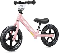 Youthkkee 12 Inch Toddler Balance Bike for 1-3 Year Olds - No-Pedal, Tool-Free Adjustable Seat, Quick Assembly & Customizable Plate