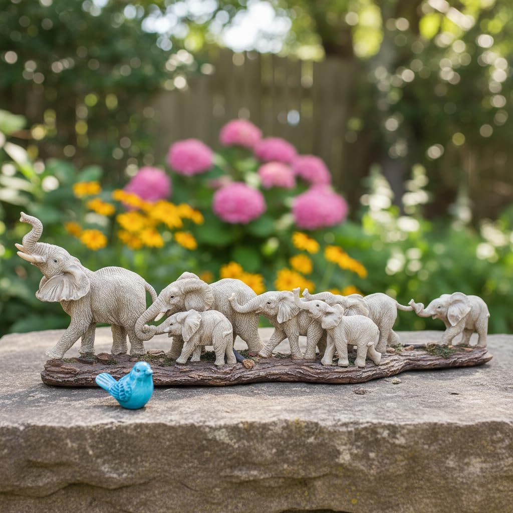 Comfy Hour Elephant Decor Statue, 15.55 Inch Extra Large African Elephant Family Figurine, Realistic Safari Wildlife Resin Sculpture for Living Room Mantel, Earth Tone, 1 Piece image 4