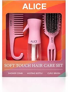 Alice - Hair Care Set, 3 IN 1, Kit Of Shower Comb & Misting Bottle & Curly Brush, For Detangling & Shaping Your Hair, For Wet Hair Styling & Frizz Control, Special Gift