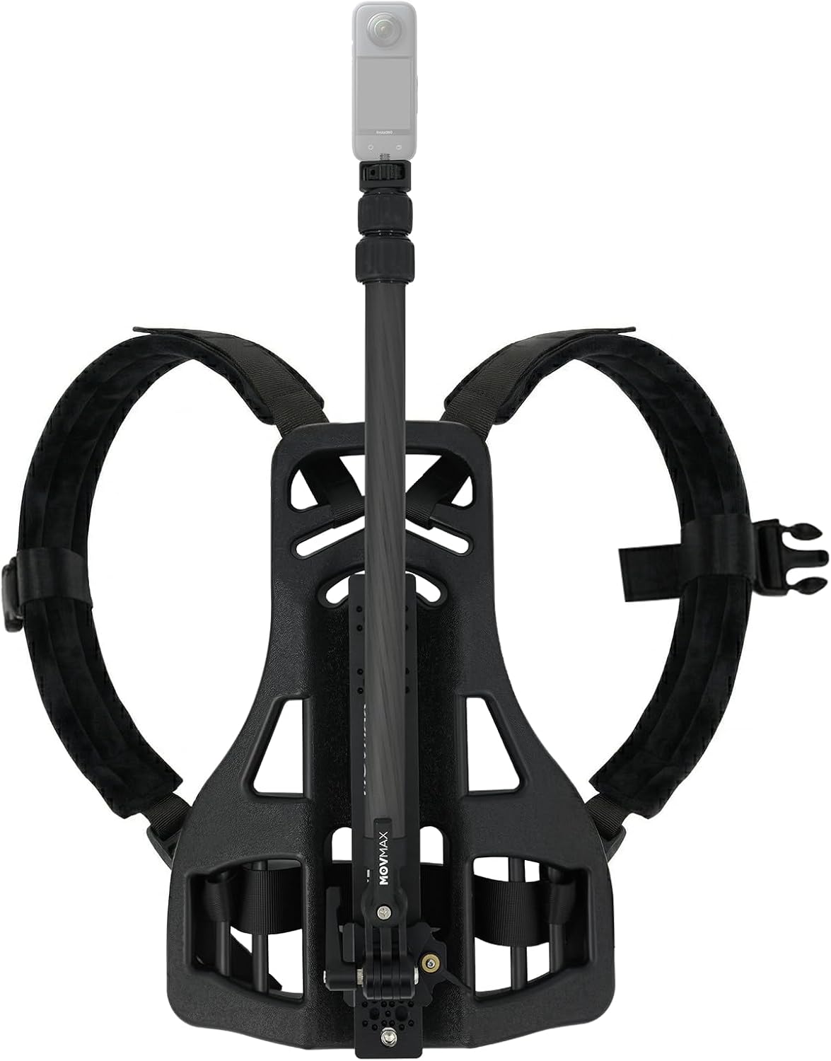 Vaxis Global MOVMAX Backpack Camera Mount for Insta360 X5/X4/X3 & DJI Osmo 360 with Carbon Fiber Selfie Stick, Ergonomic Harness for Third-Person Mountain Biking & Motorcycle Riding