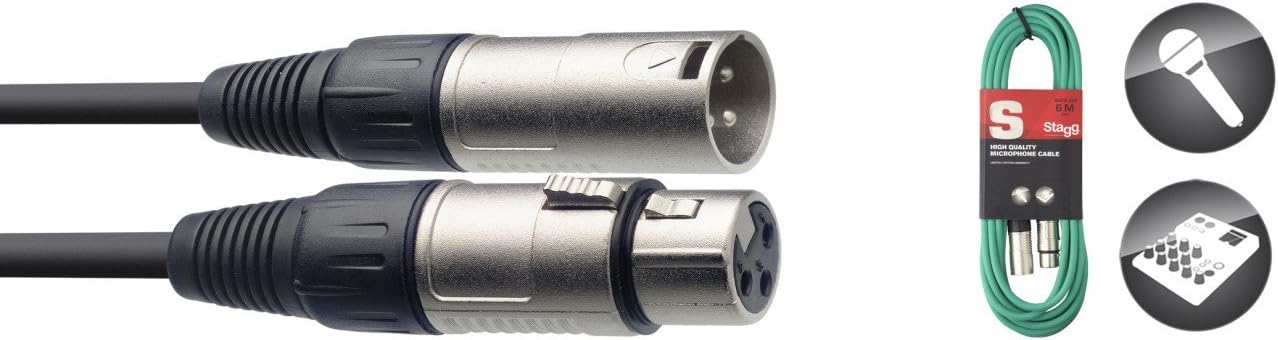 Stagg SMC6 CGR 8" Microphone Cable, Green