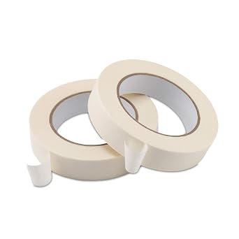 Lichamp Masking Tape 1 inch, 2 Pack General Purpose Beige Masking Tape White Masking Paper, 1 inch x 55 Yards x 2 Rolls 110 Total Yards