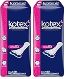 Kotex Maxi, Pantiprotectores Extra Largos, con 80 Piezas con Maxi Protección (Paquete de 2)