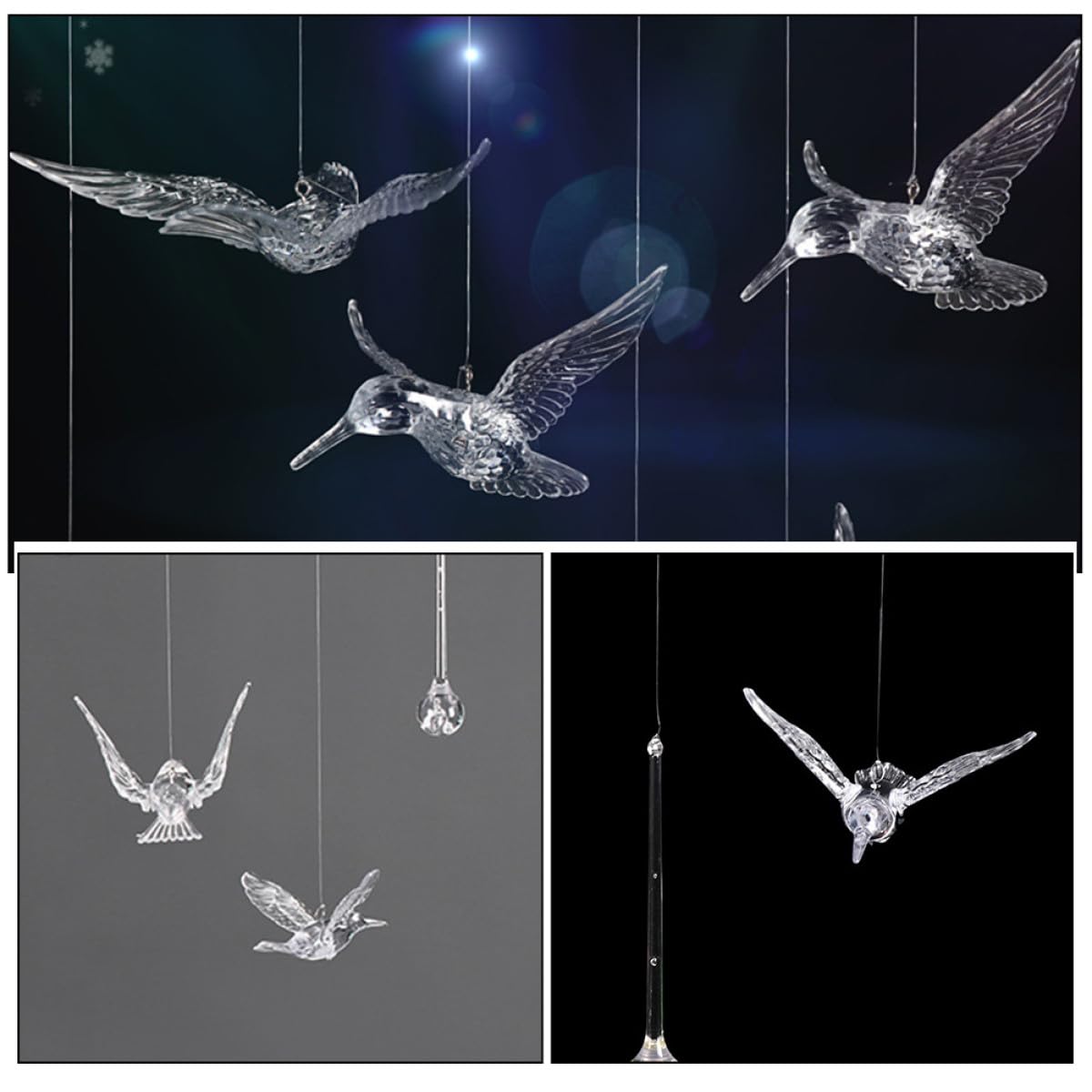 Toyvian 20 Stück Transparente Acryl Hängedekoration 105cm Vogelanhänger für Hochzeit Decke Fenster Innen Außendekor