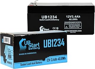 Replacement for Yuasa NP2.6-12 Battery - Replacement UB1234 Universal Sealed Lead Acid Battery (12V, 3.4Ah, 3400mAh, F1 Terminal, AGM, SLA) - Includes Two F1 to F2 Terminal Adapters