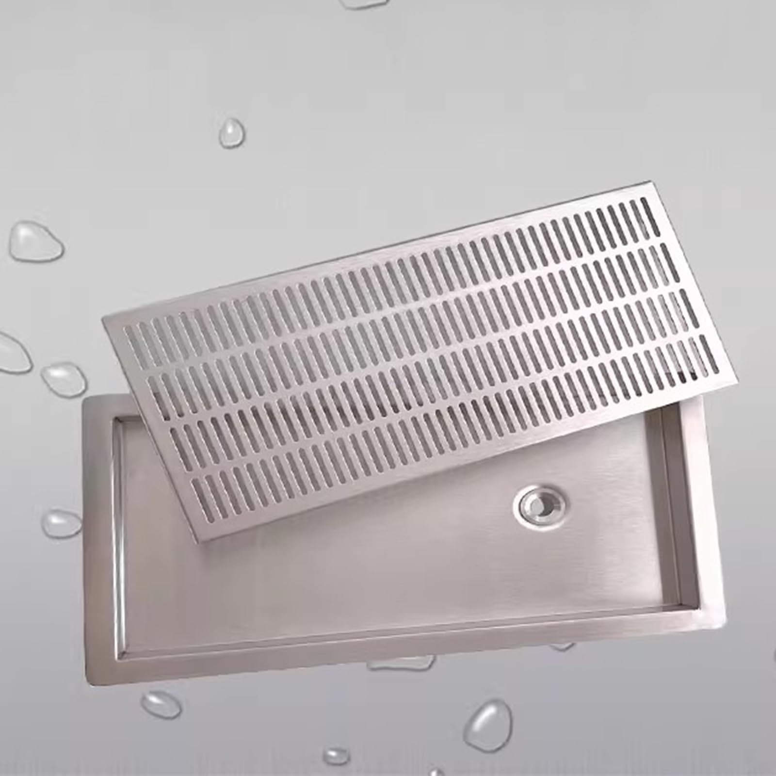 Generisch Wasserauffangwanne aus Edelstahl 304, Auto-Auffangwanne mit Deckel, verbreitertes Design, Abnehmbarer Ablauf für Zuhause, Labor und Krankenhaus