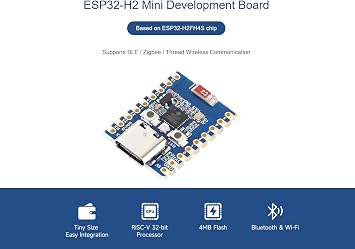 ESP32-H2-Zero Mini Development Board, Adopts ESP32-H2FH4S Module with 96MHz Processor, Integrating IEEE 802.15.4 (Zigbee 3.0 and Thread) and BLE 5, 4MB Flash, Supports ESP-IDF, Arduino IDE