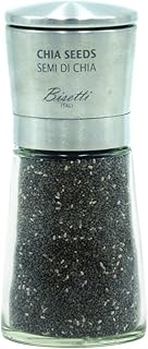 Bisetti La Spezia 14.5 cm / 5.7 Inch Glass Bottle Chia Seed Mill With Adjustable Grinder