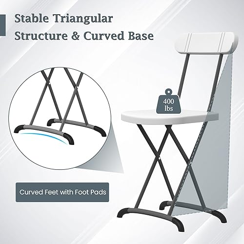 Miniatura 6 de S AFSTAR Juego de 8 sillas plegables de plástico con asiento ancho y respaldo ergonómico, sillas plegables de acero metálico con capacidad para