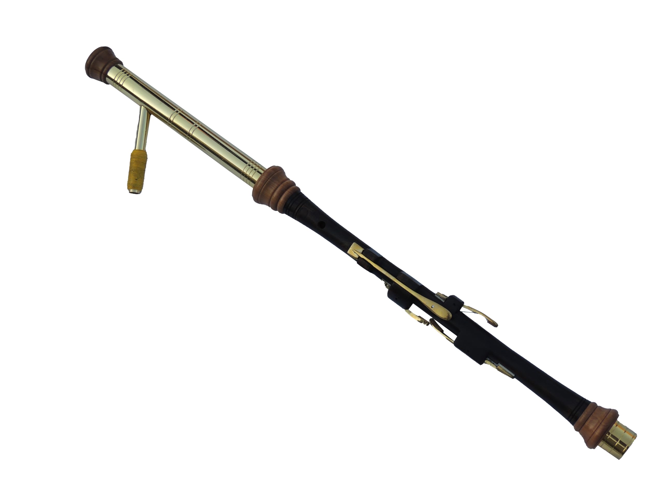 Irish Uilleann Pfeifen Halbes Set mit 4 Schlüsselchanter in D, vergoldete Schlüssel und Halterungen, Schüler-Dudelsack für Anfänger, Starter-Set Irland-Dudelsack mit komplettem Zubehör