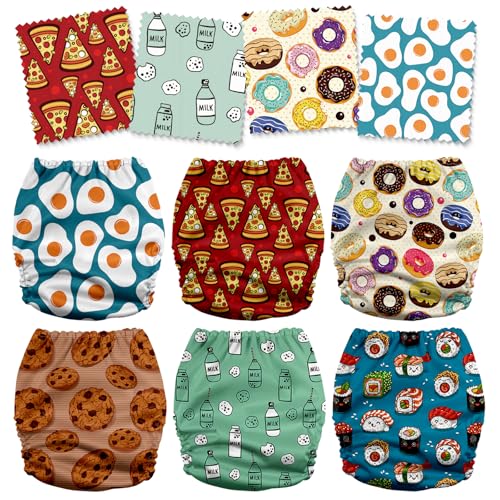 Image of Mama Koala 6 Pack Reusable Cloth Diapers for Babies Girls Newborn, One-Size Adjustable Baby Diaper, Durable Stitching, Back Opening for Inserts, Breathable Awj Lining, Leak Prevention-Food Meeting