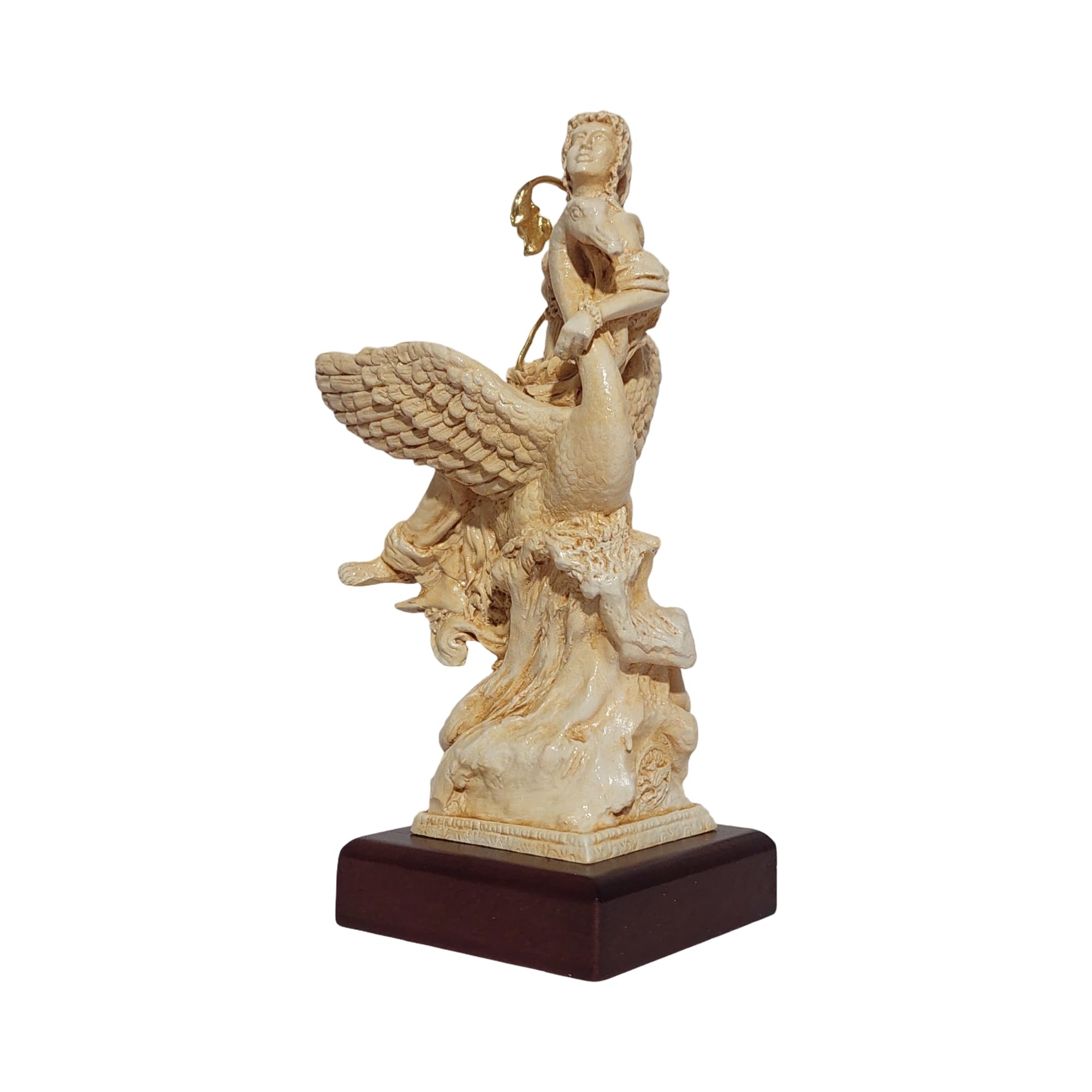 DadArt Aphrodite Venus Goddess Statue with Swan Alabaster Patina Finish 15.7 cm