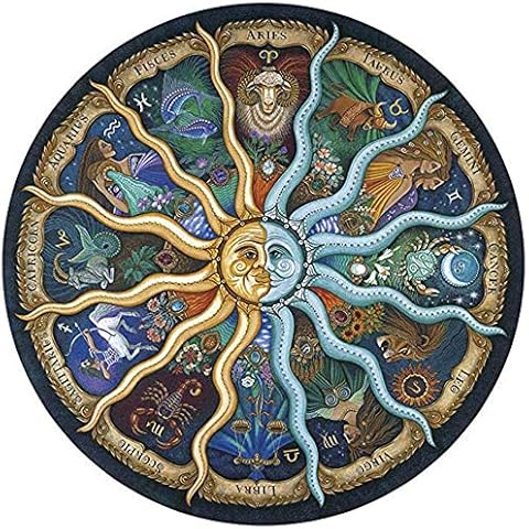 1000 Pieces Round Jigsaw Puzzle for Adults Kids, Zodiac Horoscope Paper Puzzle Toys Twelve Constellations DIY Constellation Circular Jigsaw Puzzles Educational Games Toys Gift Puzzles Cover