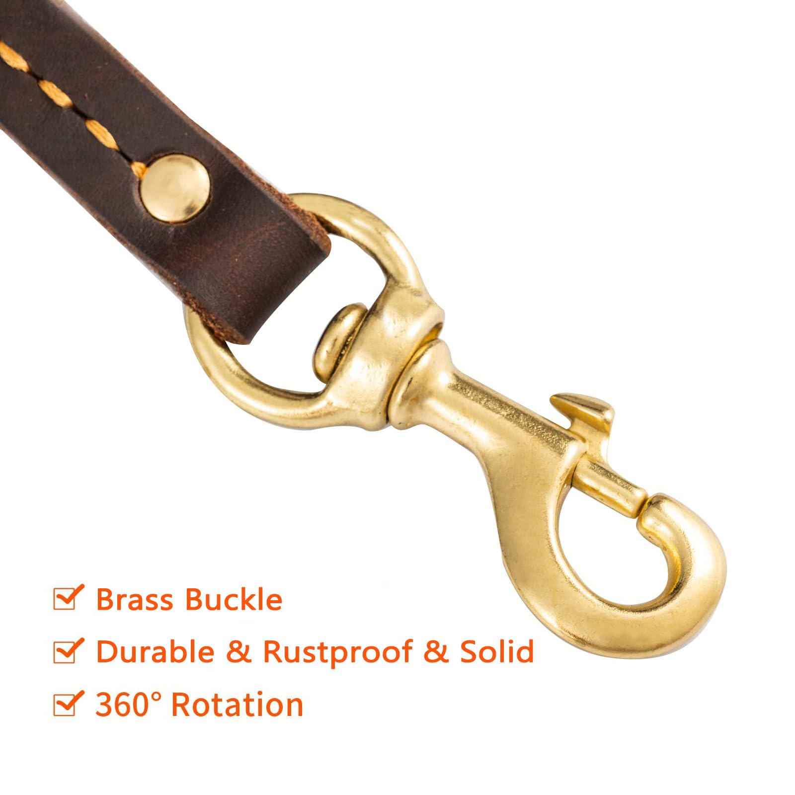 Guiding Star Correa de cuero para perro de 6 pies x 3/4 pulgadas, correas de cuero marrón para perros con gancho de cobre inoxidable, correa de cuero resistente para perros, correas de cuero suaves