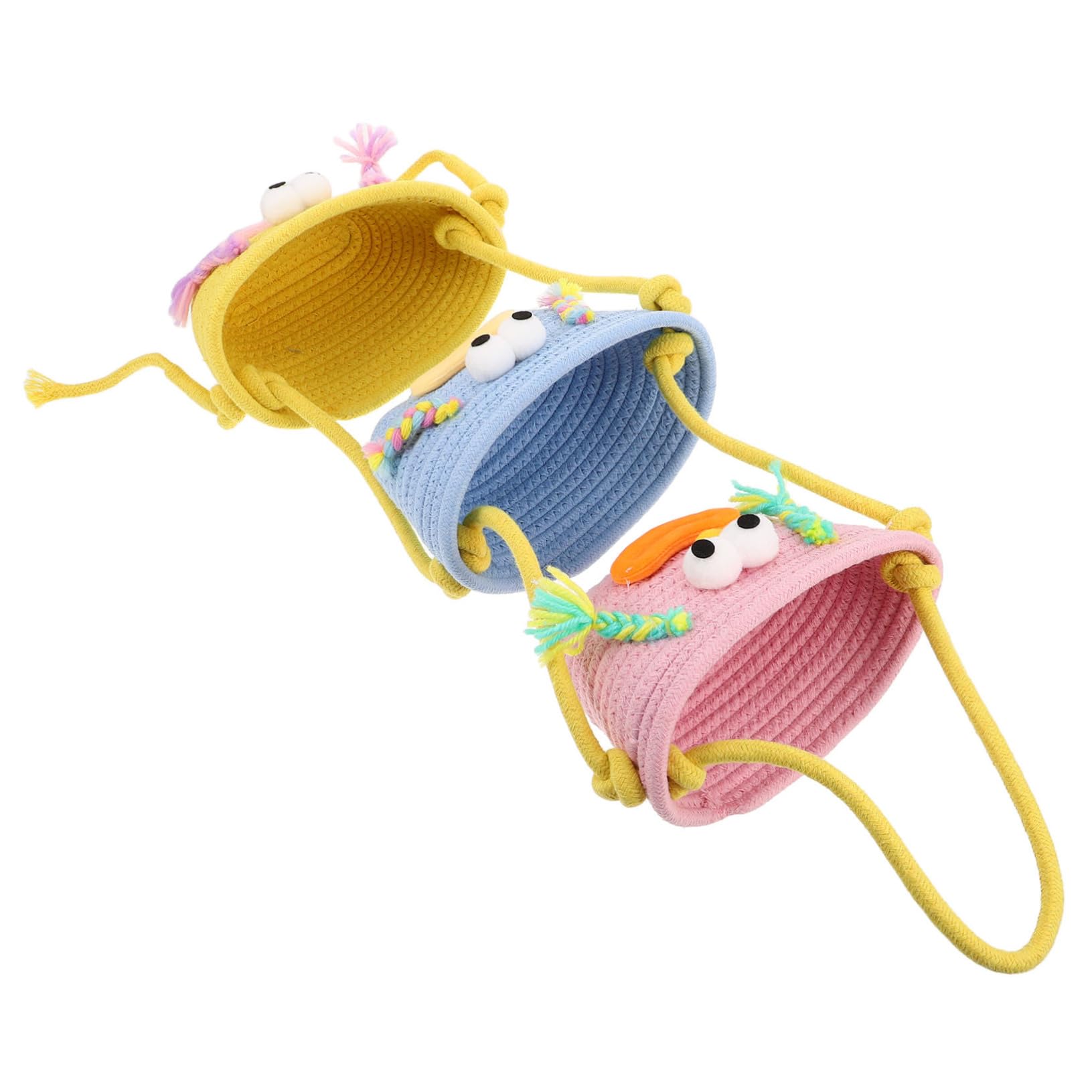 Cesta colgante tejida de 3 niveles organizador multiuso de diseño artesanal para dormitorio