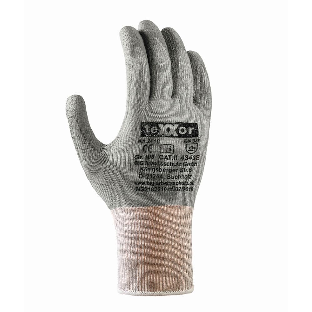 TeXXor - Guantes Termicos de Punto con Revestimiento de Poliuretano (12 pares), color gris y gris