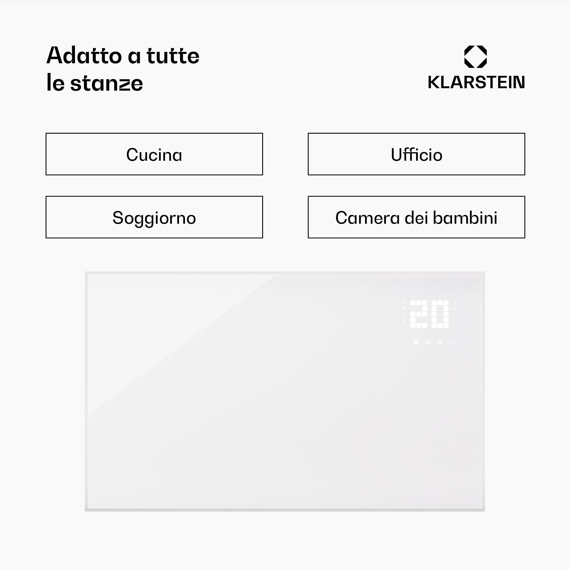 Klarstein Stufa Elettrica Infrarossi Basso Consumo, Pannello Radiante 600W, Telecomando e Timer, WiFi App per Riscaldamento No CO2