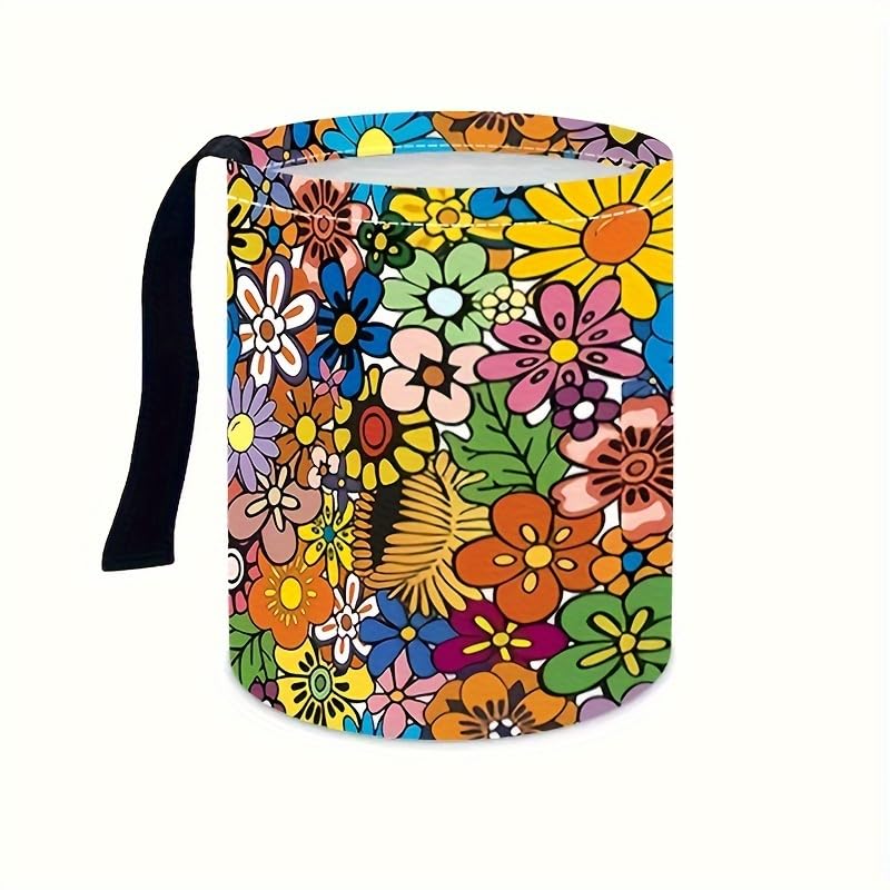 Image of Portable Reusable Waterproof Car Trash Bin, Multipurpose Vehicle Organizer, Road Trip Essentials (Flower Bush)