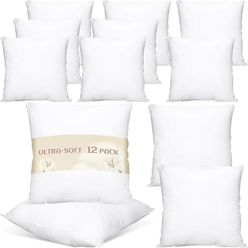 Wenqik Paquete de 12 almohadas decorativas de 22 x 22 pulgadas, relleno de fibra de algodón, relleno de fibra de algodón, para interiores, hogar,
