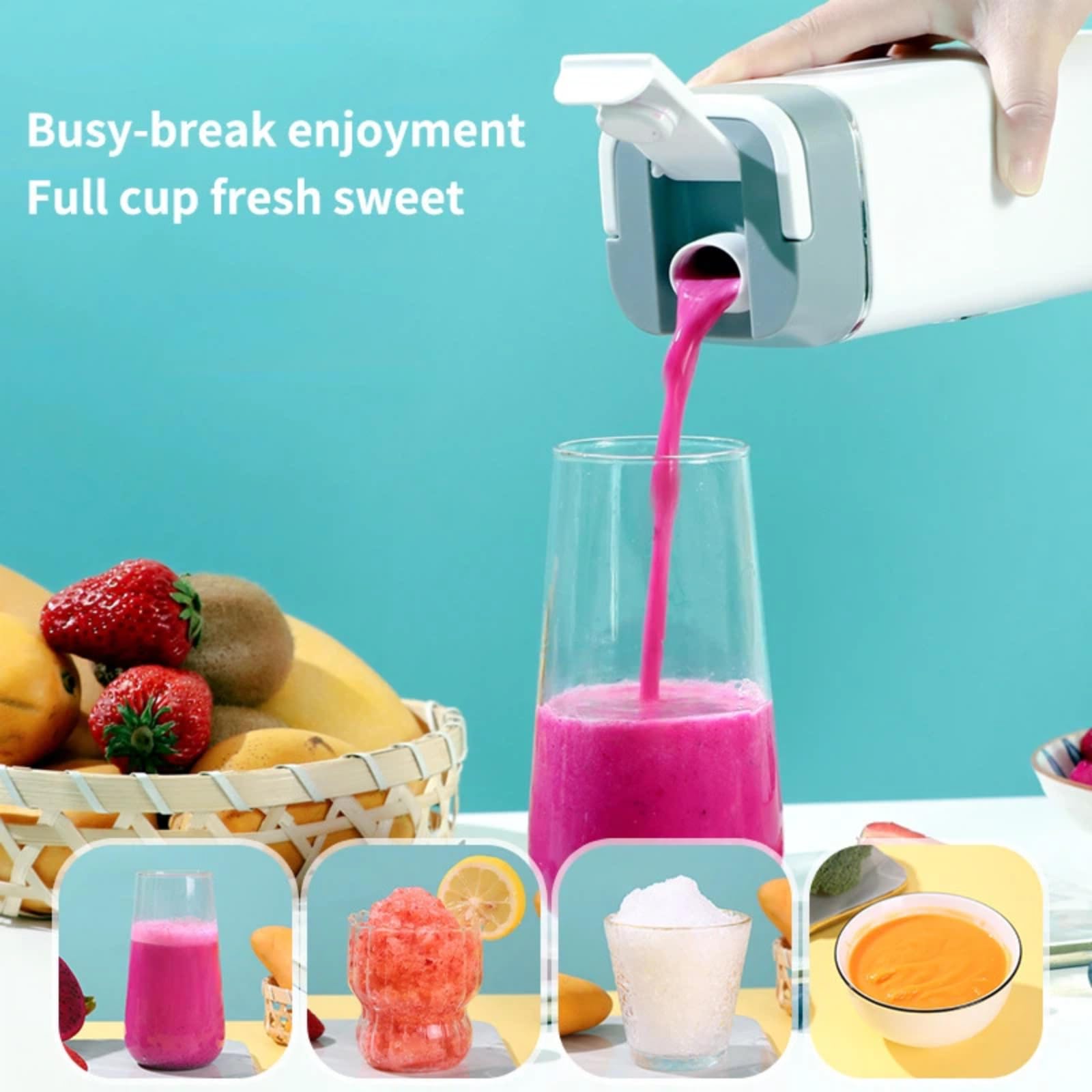 Licuadora portátil inalámbrica, trituradora de hielo, mini licuadora personal con pantalla digital, batido de velocidad recargable, licuadora de viaje pequeña para uso en el hogar, al aire libre