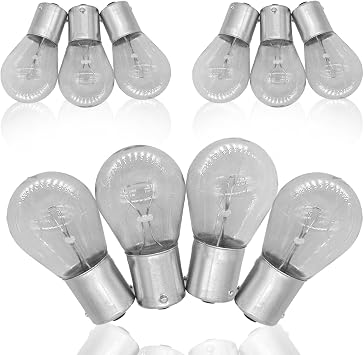 Pack Of 10 Brake Marker Bulb, Brake Light Bulbs,10 Sets Of 1141 12v21w Flat Foot Single Light, Tail Light Bulb Automotive Turn Signal Bulbs, For Most Cars.Transparent, 1141PJDGBG