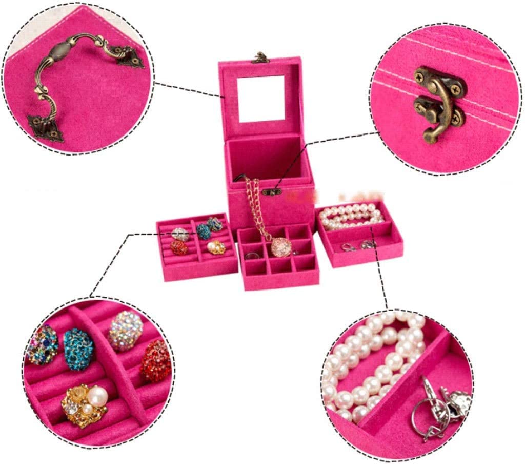 Pudełka na biżuterię z uchwytem w stylu retro Podróżny przenośny organizer na biżuterię Uchwyt na biżuterię Pudełko na organizery do przechowywania na biurku /96(Jewelry Box L)