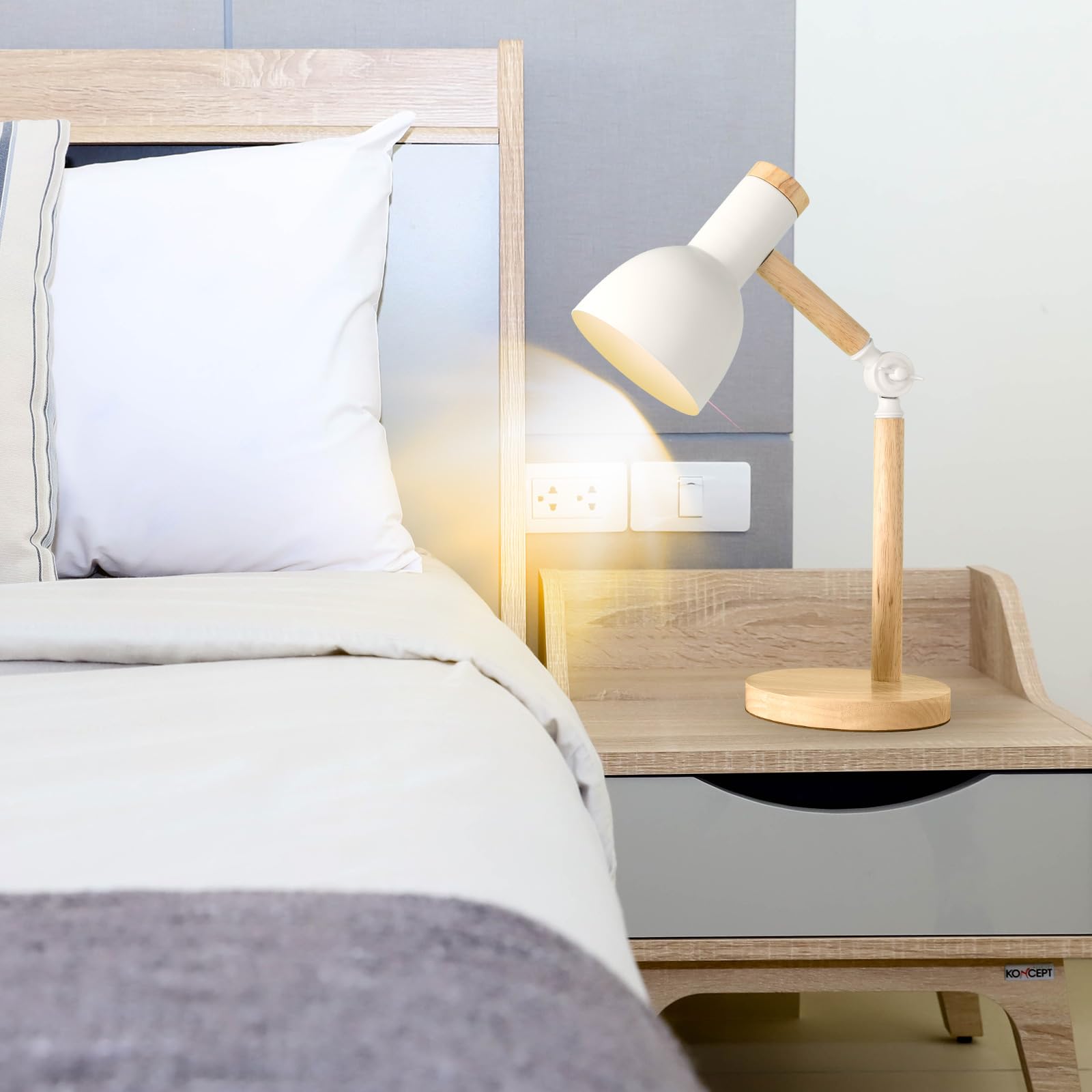 himmel Lampe de table, lampe de table en bois réglable, lampe de pour enfants dans la chambre à coucher, salon, lampe de table de lecture avec prise E27