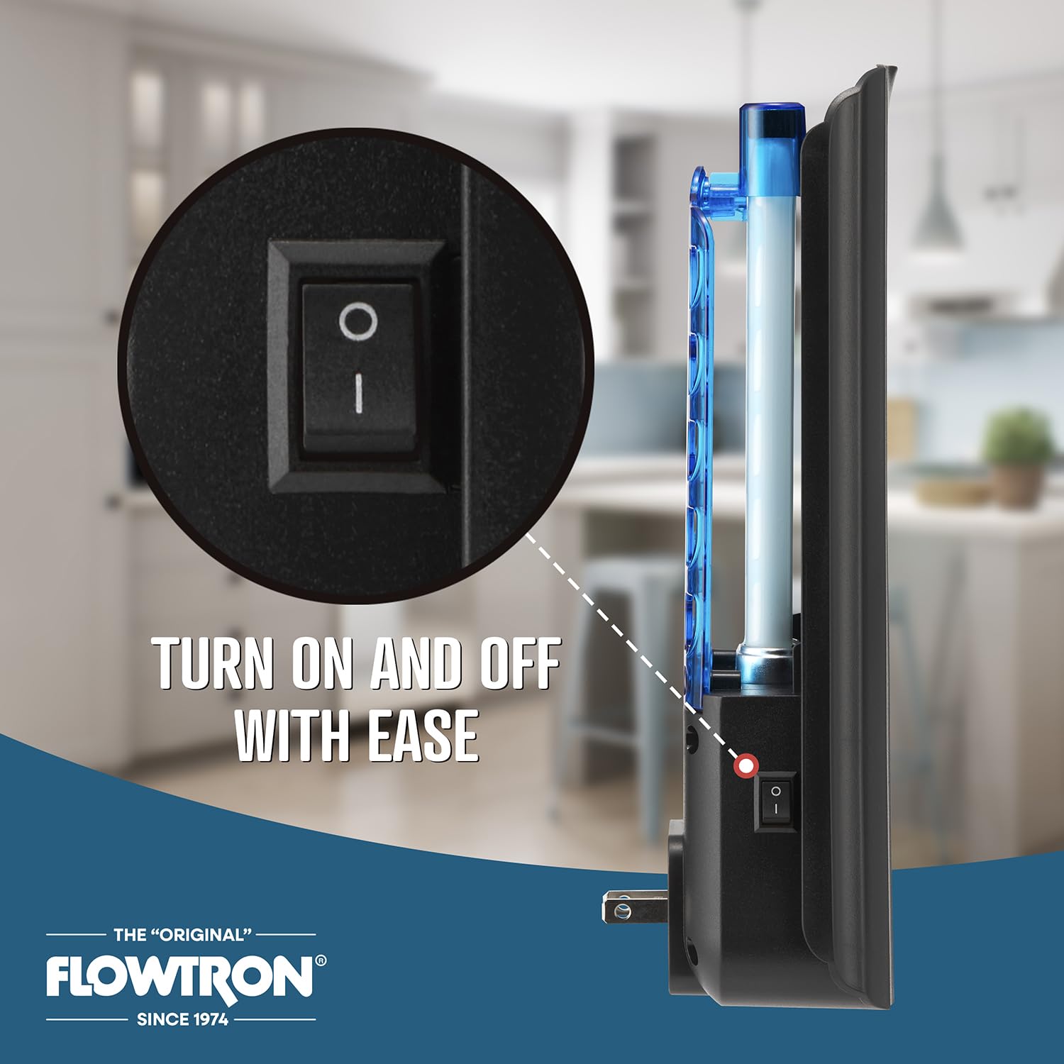 Flowtron Fliegenfalle für den Innenbereich, 9W UV-Licht Elektrische Insektenfalle mit Klebebrett - Stille Mücke, Mücken & Fruchtfliegenfänger, 375 m² Abdeckung (Schwarz)