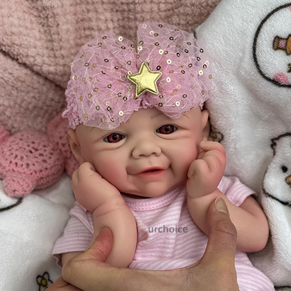 Reborn Baby Dolls Silicone Full Body Girl with Openable Mouth 17 Inch Realistic Newborn Baby Doll Eyes Open Anatomically Correct