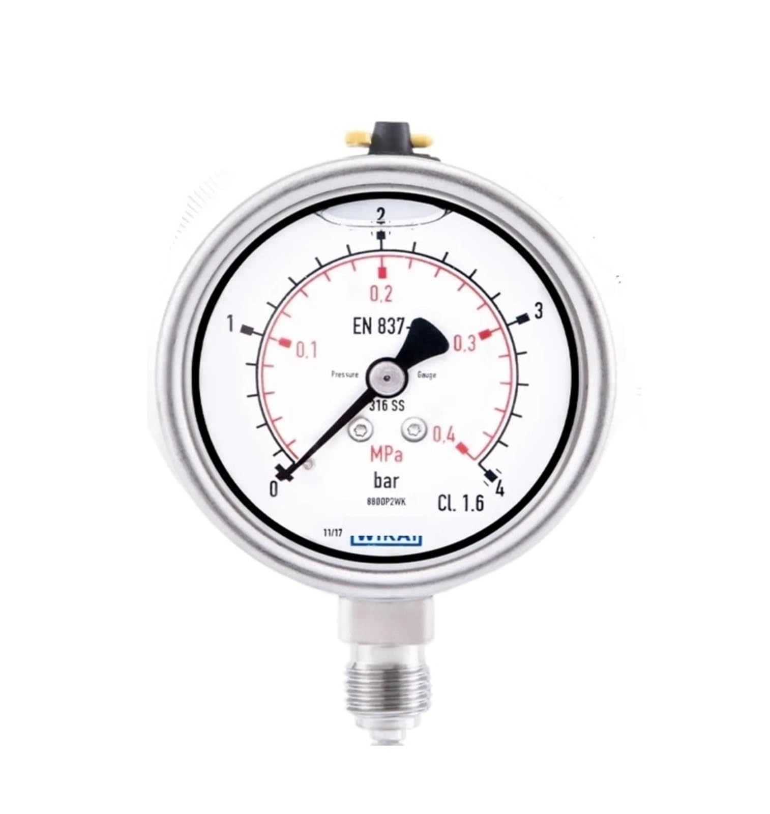 Manómetro de tubo Bourdon, 0-16 bar, 0-1,6 MPa, 233.50.063, radial G1/2B