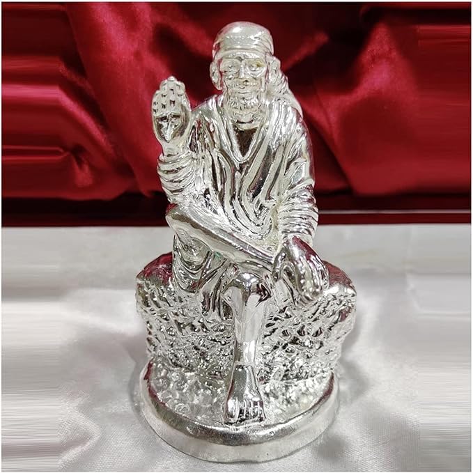 Shirdi SaiBaba statue en argent pour coin méditation et yoga à la maison