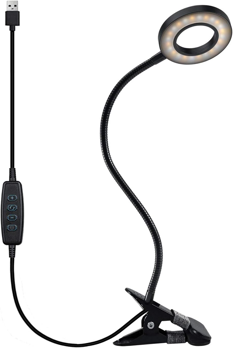 Product image of Clip Light Reading Lights 48 LED Clamp-on Desk Lamp with 3 Color Modes and 10 Brightness Dimmable, 360 ° Flexible Gooseneck Book Clamp Light for Video Conference Lighting Headboard