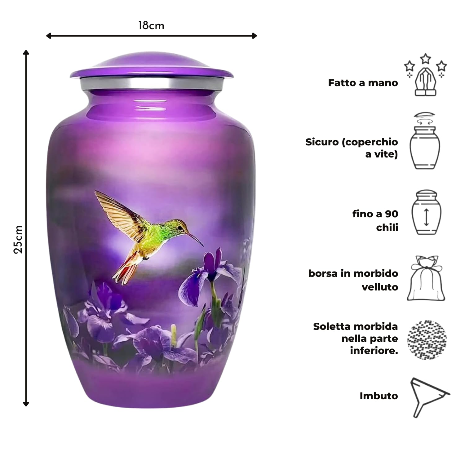 Trupoint Memorials | Urne per la cremazione | Ceneri umane | Urne decorative | Urne da donna e da uomo | Urne per adulti | Urne funerarie - Dipinte | Grandi (colibrì)