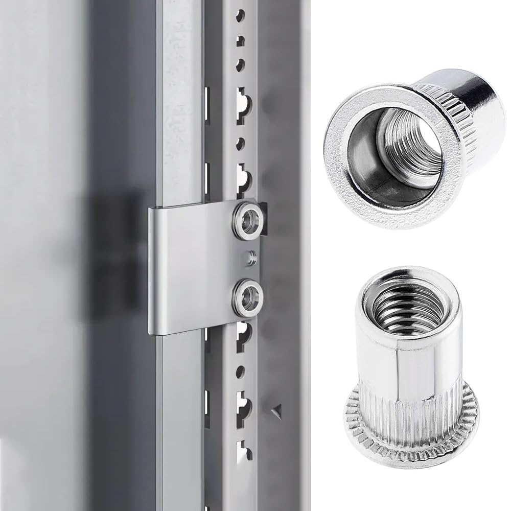 mizikuu 100 Pezzi Dadi Rivetti Filettati in Acciaio Inox, Inserti Filettati M8 Rivetto Filettato Facilità di Installazione Inserti Filettati a Testa Piatta Per Pannelli In Metallo e Plastica